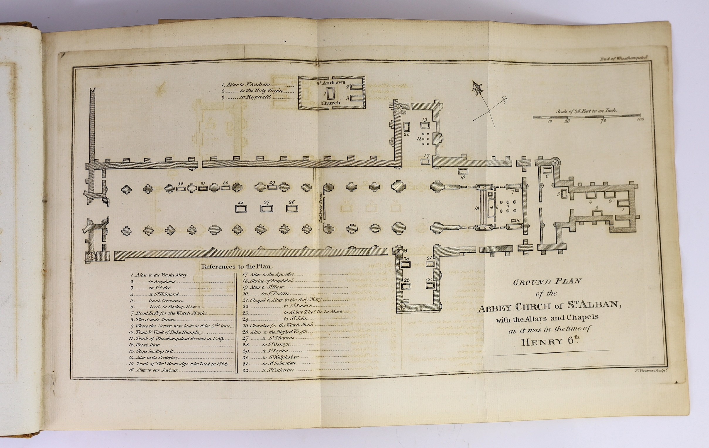 ST ALBANS: Newcome, Rev. Peter - The History of the Ancient and Royal Foundation called the Abbey of St Alban ... frontis. 2 folded plans and large folded and hand-coloured map